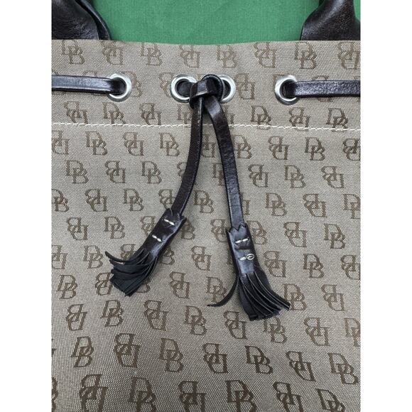 DOONEY & BOURKE Bag Purse Vintage Signature DB Canvas Leather Tote Handbag Brown - Picture 2 of 8